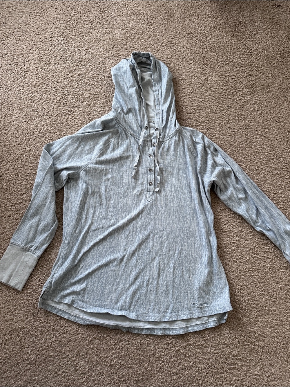 Carhartt Light Gray Hooded Long Sleeve Henley Top